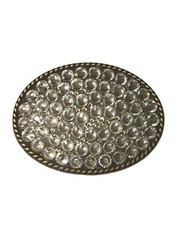 Western Fashion 3.5” Oval Shape Full Crystal Belt Buckle W/Clear Color Crystals
