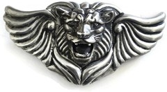 AL BERES TWO 1.5&Prime; LION WING BELT « BUCKLE ONLY » ANTIQUE SILVER PEWTER METAL USA