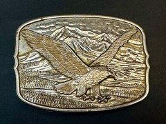 Patriotic Majestic American Bald Eagle Flying High Vintage Numbered Belt Buckle