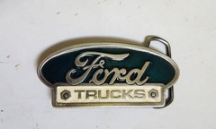 vtg Belt Buckle Ford Truck Emblem Green Enamel U.S.A. numbered
