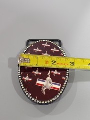 Ford Mustang Multi-Logo Red Oval Gem Rock Star Metal Belt Buckle