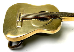 Vintage 1978, Solid Brass, Baron Belt Buckle Country Western Guitar, Free Ship