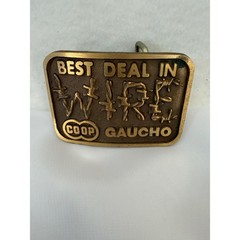 Vintage COOP Gaucho Best Deal In Wire Brass Belt Buckle Western Farm Advertising