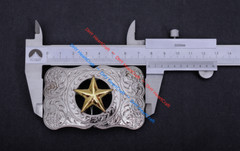 WESTERN COWBOY LONG HUGE SLIVER GLOD TEXAS RANGER STAR RODEO TROPHY BELT BUCKLE