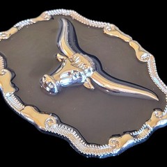 Texas Longhorn Belt Buckle Metal & Black Enamel Biker Western Cowboy