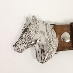 Horse Head Belt Buckle Jet Hematite – Dark Gem Look with Character