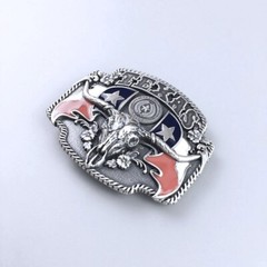 Vintage Silver Plated Longhorn Bull Flag Western Belt Buckle Boucle de Ceinture