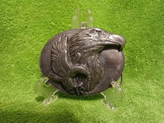 Siskiyou Eagle & Hawk Pewter Belt Buckle 1990, x-89, Oval, Made in USA