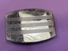 Adidas Silver Colored Striped Golf Sports Trophy Style Vintage Belt Buckle