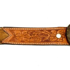 Montana Silversmiths Western Belt 32&Prime; Tooled Leather Cowhide Studs Statement