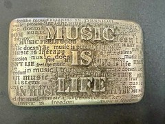 Music is Life Word Statement Musicians Poets Silver Color Belt Buckle