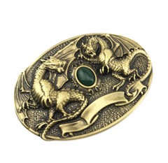 2 Dragons with Wings Western Cowboy Solid Brass Copper Mens Belt Buckle Vintage