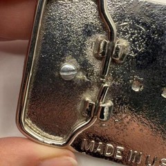 Vintage Silver Tone Black Belt Buckle Marble Stone Design Western Engraved
