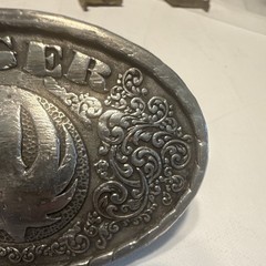 Ruger silver oval western belt buckle floral logo metal fits 1.5&Prime; belt 2002
