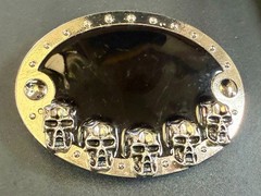 Creepy Five Skull&rsquo;s Head Black Enameled Halloween Gothic Punk Biker Belt Buckle