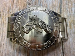 Dive Watch Style Shape Pistol Gun with Rhinestone Silver Color Large Belt Buckle