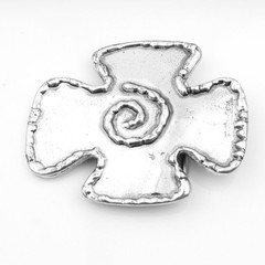 Medieval Style Metal Cross Crest Belt Buckle with Spiral Motif