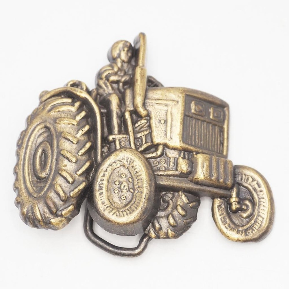 Farmer Tractor Brass Belt Buckle