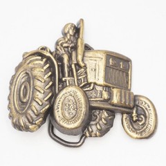 Farmer Tractor Brass Belt Buckle