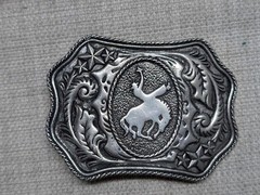vintage 1970s belt buckle RODEO metal pewter WESTERN horse bronco COWBOY