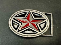 Moving Reversible Star (Red or Black) Belt Buckle by Heavy Metal Manufacturing