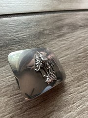 Alex & Co. sterling silver belt buckle featuring a three-headed elephant design