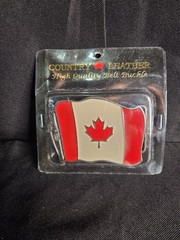 Waving Canadian Flag Belt Buckle BY COUNTRY LEATHER – High Quality- Brand New