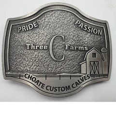 Three C Farms Choate Custom Calves Belt Buckle Vintage Western Pewter Tone