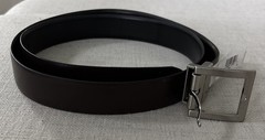 Calvin Klein Reversible Black/Brown Leather Belt Sz XL Silver Buckle #640556 NWT