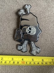 Vintage Rhinestones Punching Fist Skulls Belt Buckles Set Of 2