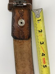 Vintage Unbranded 1776-1976 Liberty Bell Wood Belt Buckle w/ Sz 36 Leather Belt