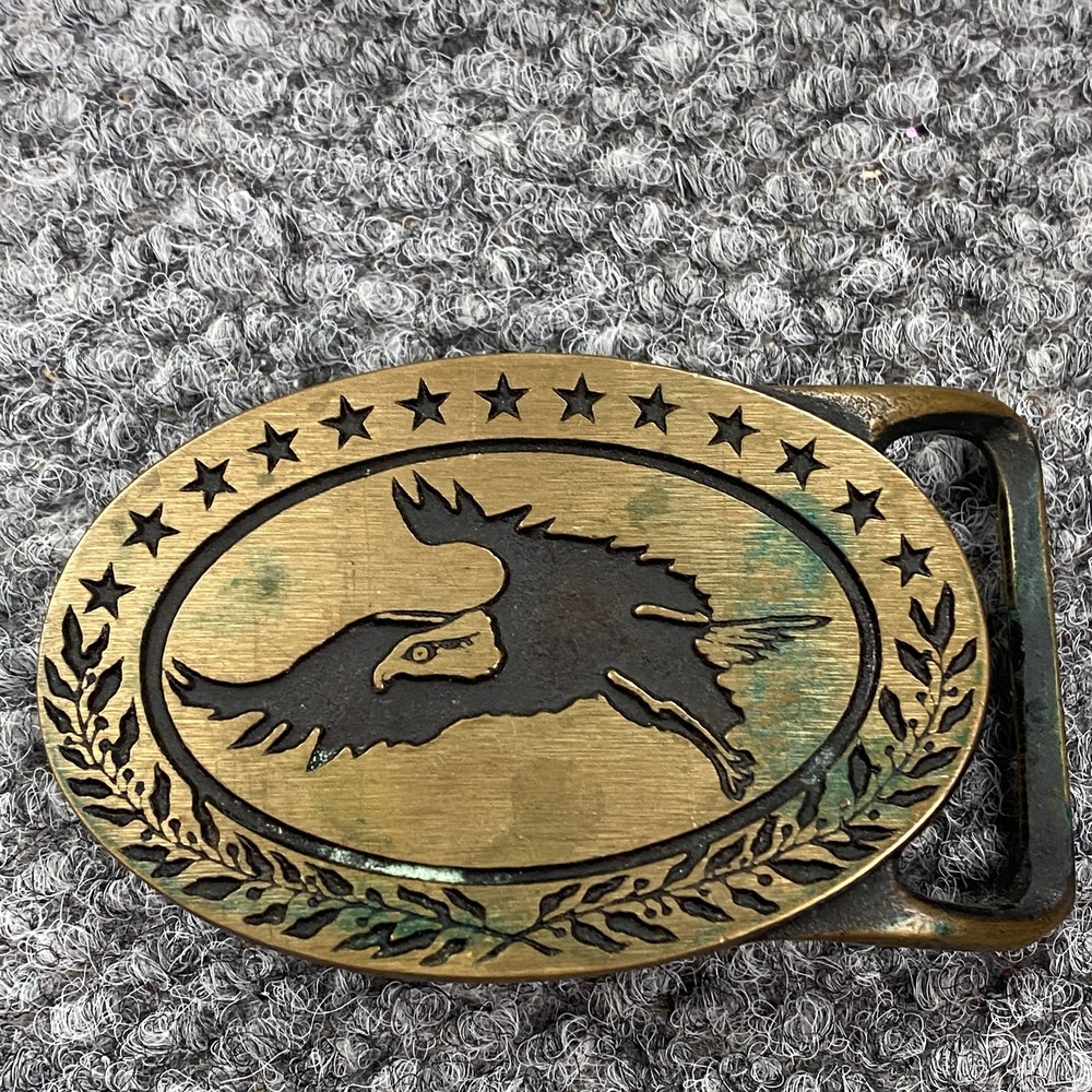 Vintage Tech Ether Guild Bald Eagle Belt Buckle Solid Brass USA Patriotic 70s