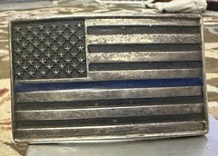 Montana Silversmith Belt Buckle American Flag Thin Blue Line Law Enforcement