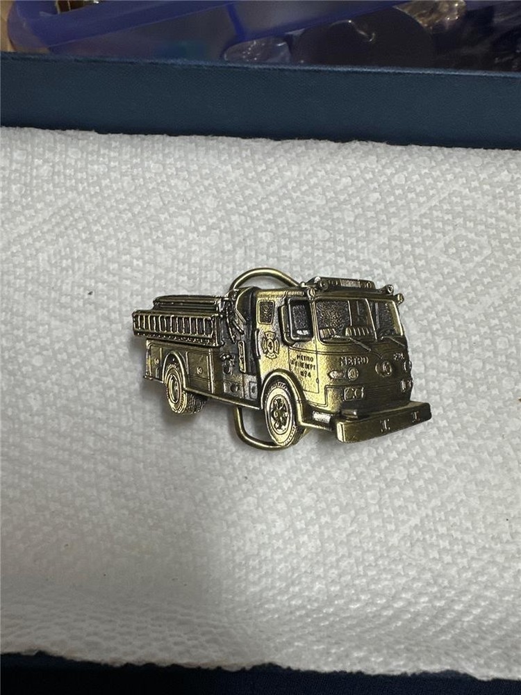 Vintage Fire Truck Belt Buckle 1981 by The Great American Buckle Co