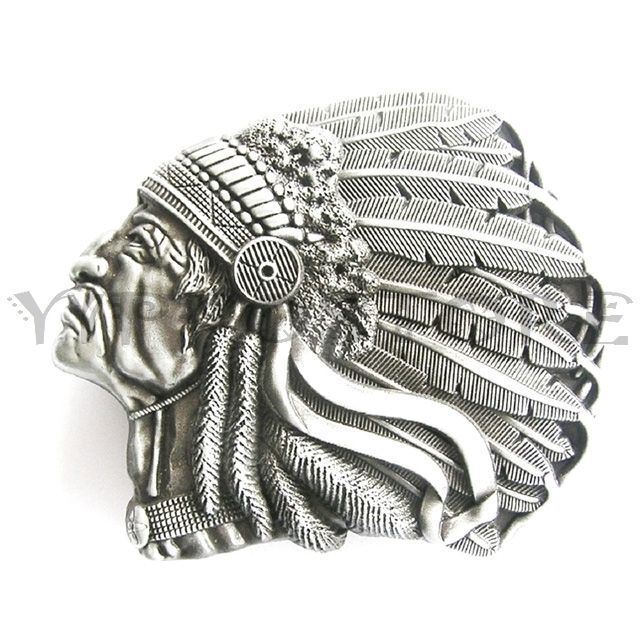 American Indian Chief Head Western Indian Metal Fashion Belt Buckle