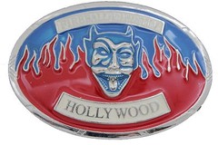 Men Women Silver Metal Buckle Hollywood Fireball Ministry Devil Fire Red Blue