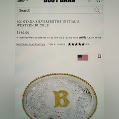 Montana Silversmiths B Western Belt Buckle w/belt