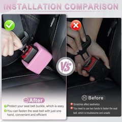2PCS Seat Belt Buckle Holder, Universal Silicone Rear Seat Belt Booster & Pink