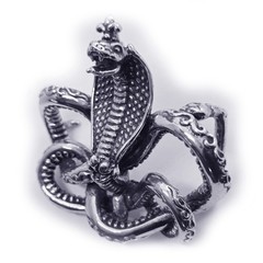 Cobra King Crawling Snake Sterling Silver Belt Buckle