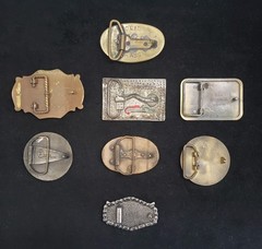 8 Vintage USA Patriotic Belt Buckles American Flag Soaring Eagle 2nd Amendment