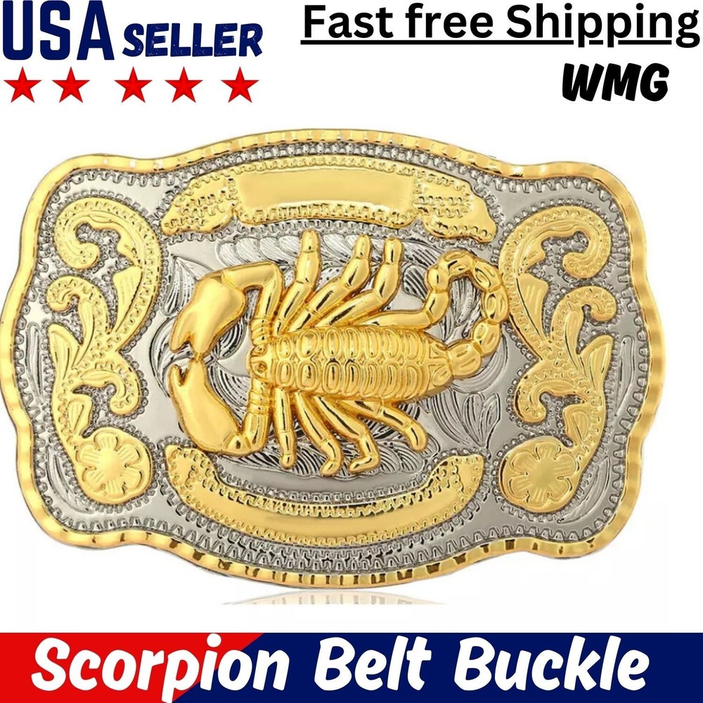 Western Scorpion Cowboy Cowgirl Rodeo Scorpio Unisex Large Gold Tone Belt Buckle