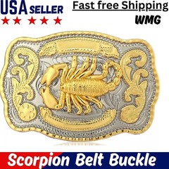 Western Scorpion Cowboy Cowgirl Rodeo Scorpio Unisex Large Gold Tone Belt Buckle