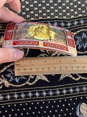 Western Red Buckle Gold Silver Horse Head Cowboy 2 »Buckle Hebilla Vaquero