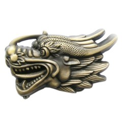 Vintage Bronze Plated Sculpt Dragon Head Belt Buckle Gurtelschnalle
