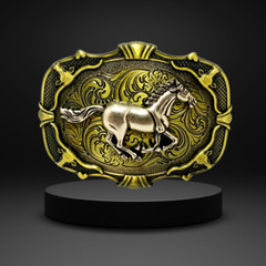 Western Kid&rsquo;s Horse Pattern Belt Buckle – Hebilla vaquera para niños