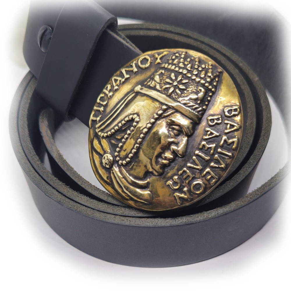 Tigran Kings of King Vasileon Vasilen Armenian Brass Belt Buckle with Leather