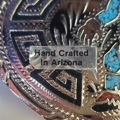 Handcrafted Arizona Faux Turquoise Chip Inlay Wolf Belt Buckle Silver Tone