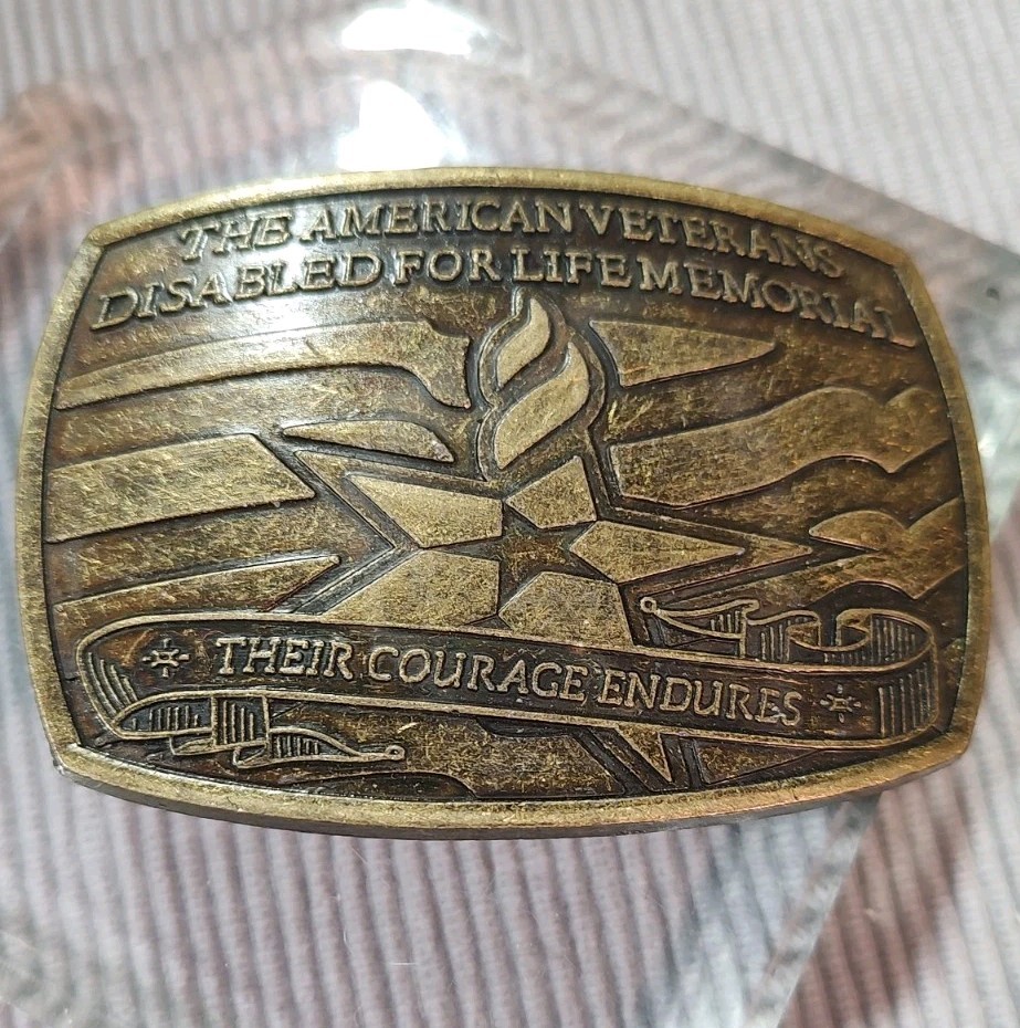 The American Veterans Disabled For Life Memorial Belt Buckle 2007 Sponsor #0369