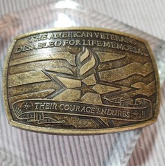 The American Veterans Disabled For Life Memorial Belt Buckle 2007 Sponsor #0369