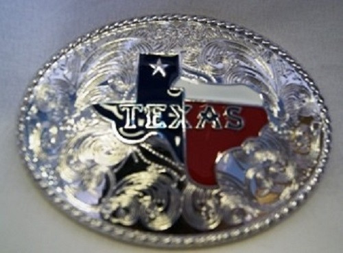 Texas Texans Map of TX Lone Star Gold and Silver Belt Buckle